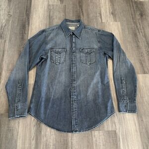 Stetson Denim Pearl Snap Shirt Mens Large Long Sleeve Cowboy Western